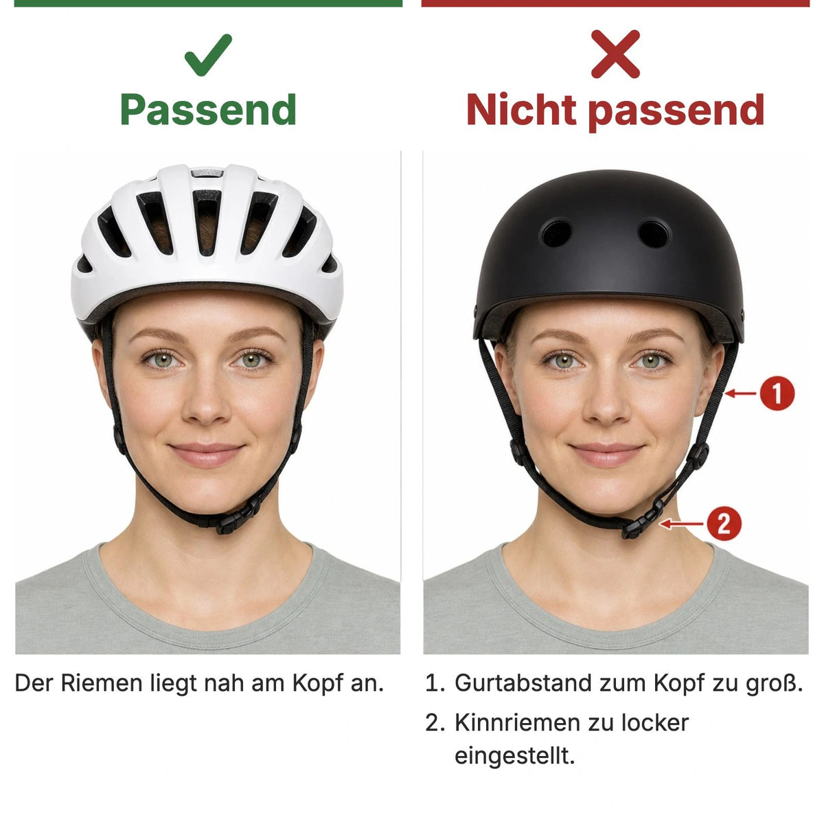 earSHIELD 2: Vergleich passender und ungeeigneter Helmriemenführung