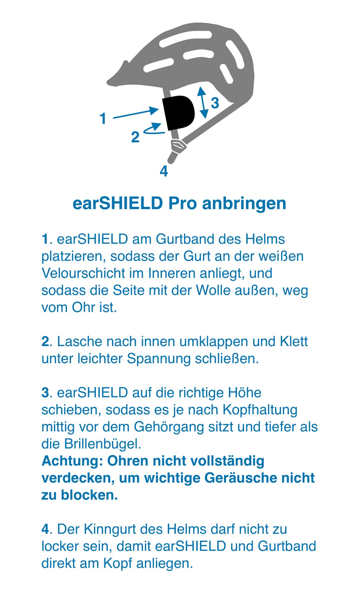 earSHIELD Pro Anleitung zur Anbringung am Fahrradhelm